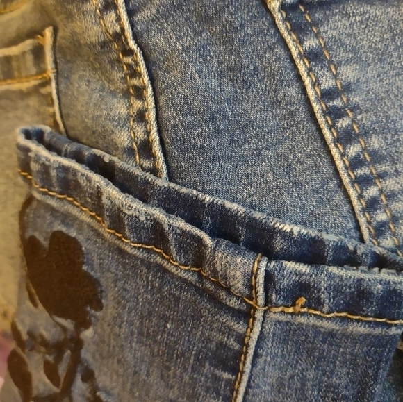 Ashley Mason size 9 women's jeans floral distressed design decorative - Picture 7 of 7